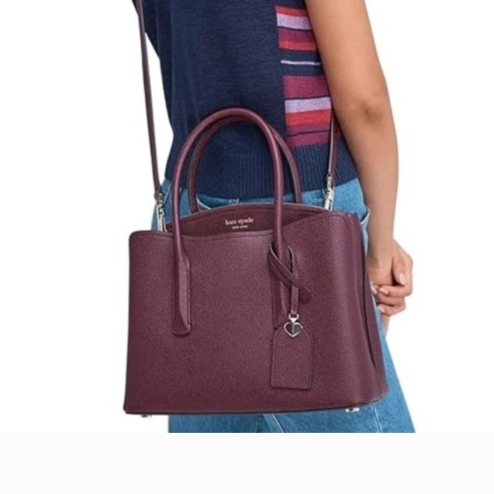 Margaux Medium  Kate Spade Burgundy Textured Leather Satchel